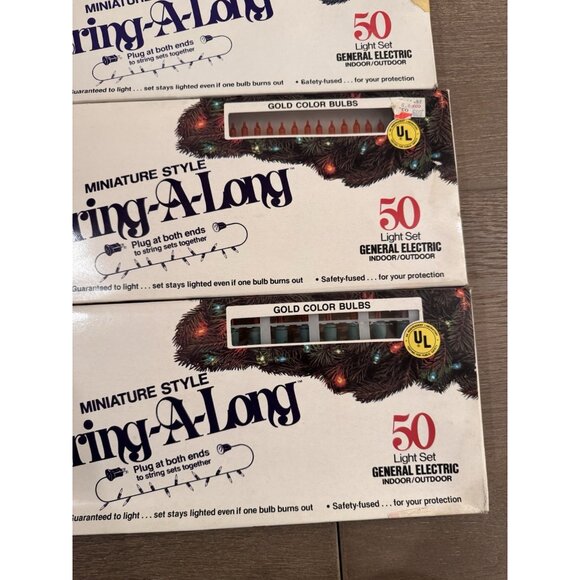 VTG NEW GE String A Long Christmas Lights 4 Sets Of 50 Light Miniature Green Red - Picture 4 of 10